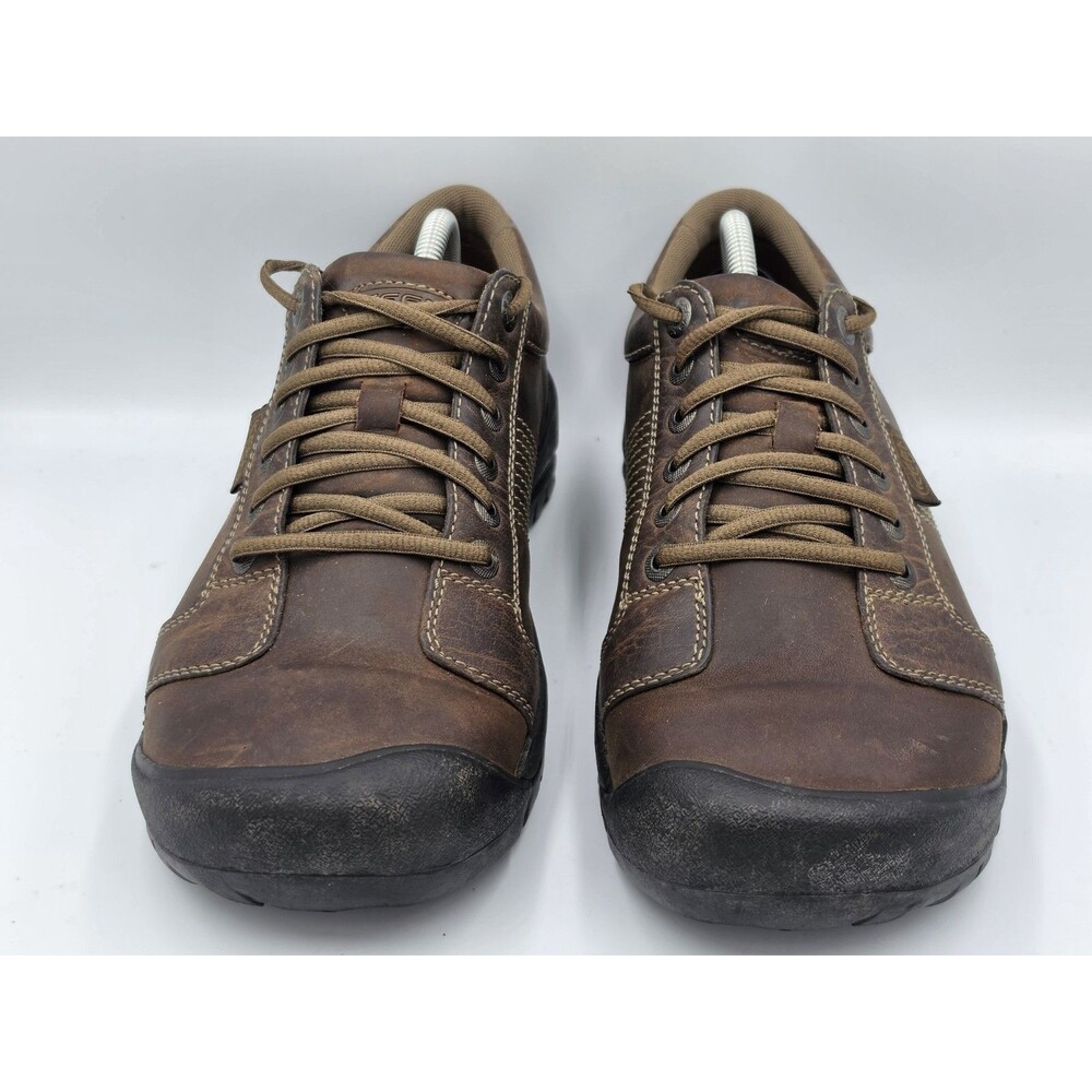 Keen Mens Austin Leather Shoes Chocolate Brown Size 10.5 Comfort Casual - Picture 2 of 7
